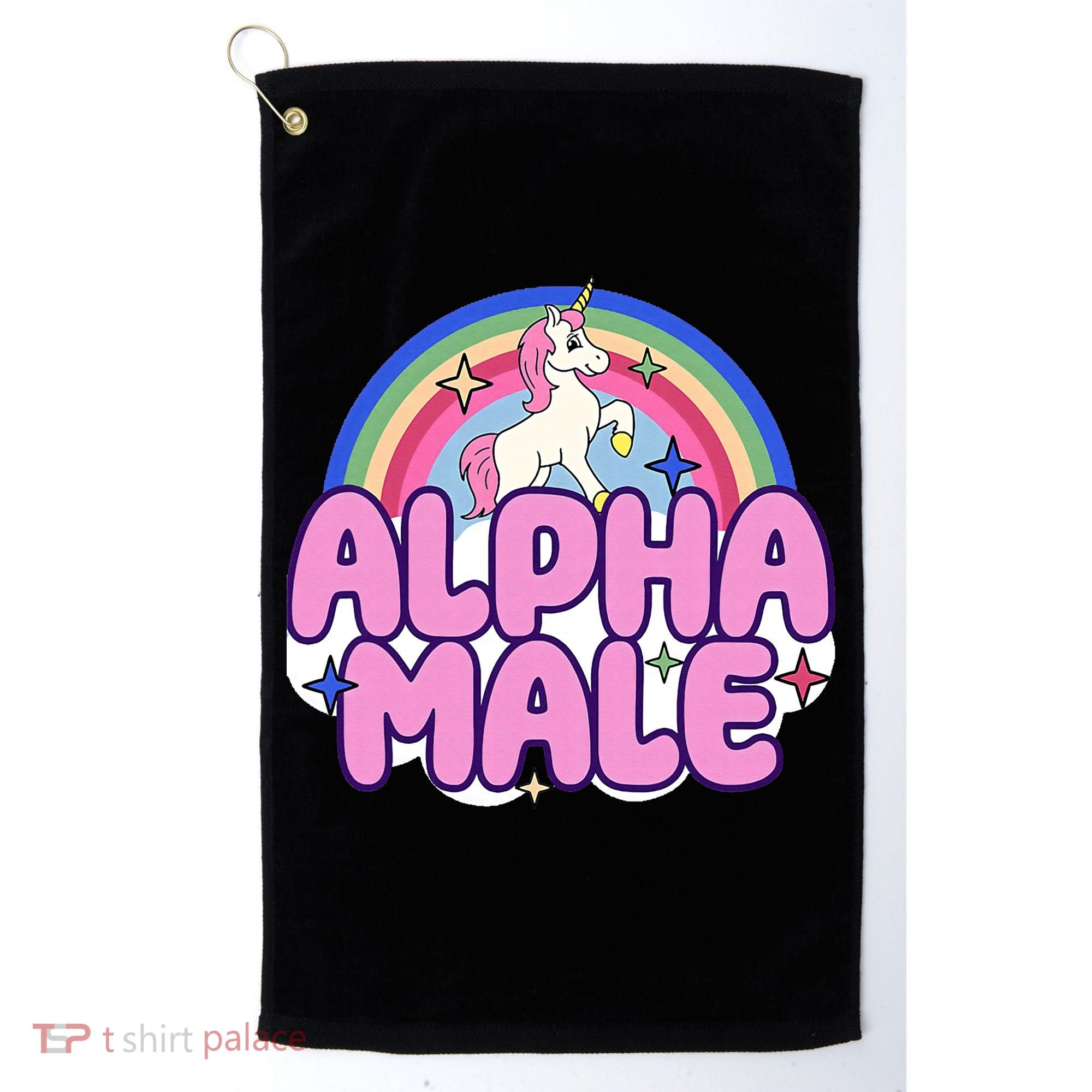 Ironic Alpha Male Unicorn Rainbow Funny Golf Towel