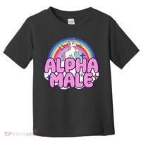 Ironic Alpha Male Unicorn Rainbow Funny Toddler T-Shirt thumb 0