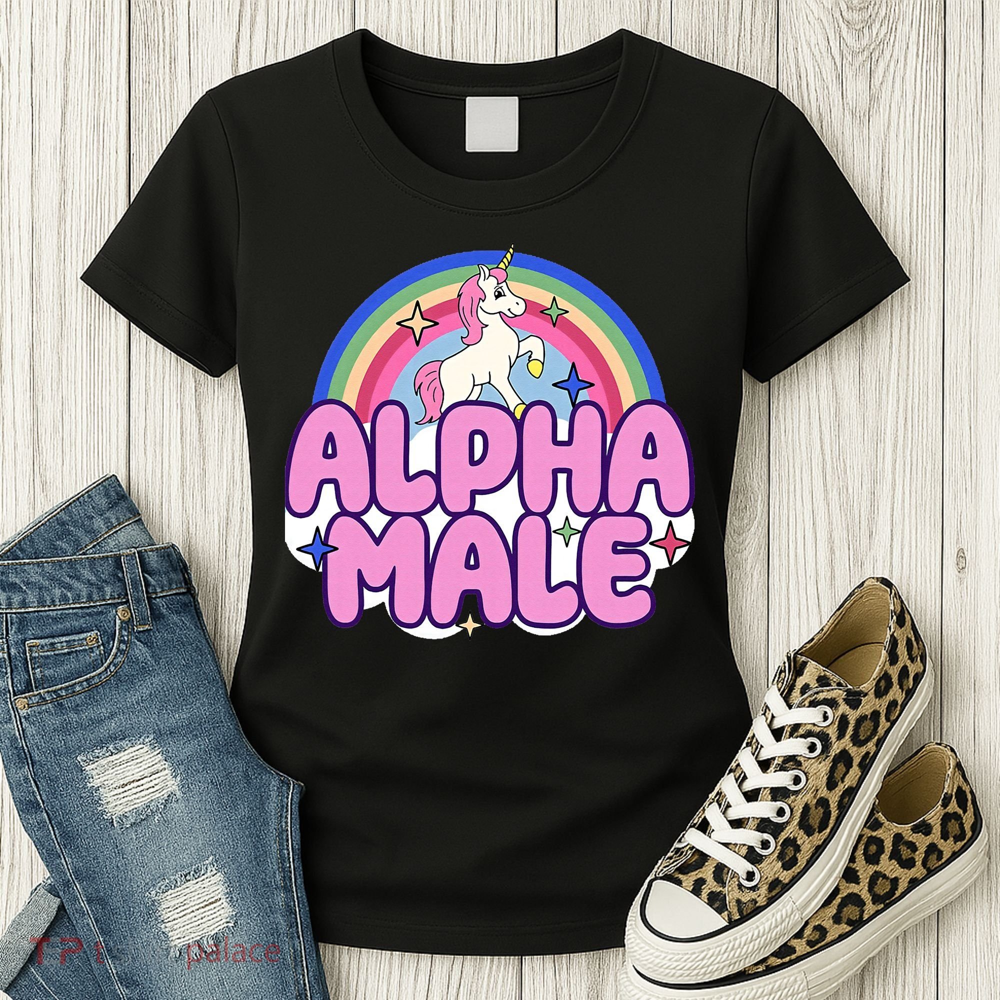 Ironic Alpha Male Unicorn Rainbow Funny Women's T-Shirt