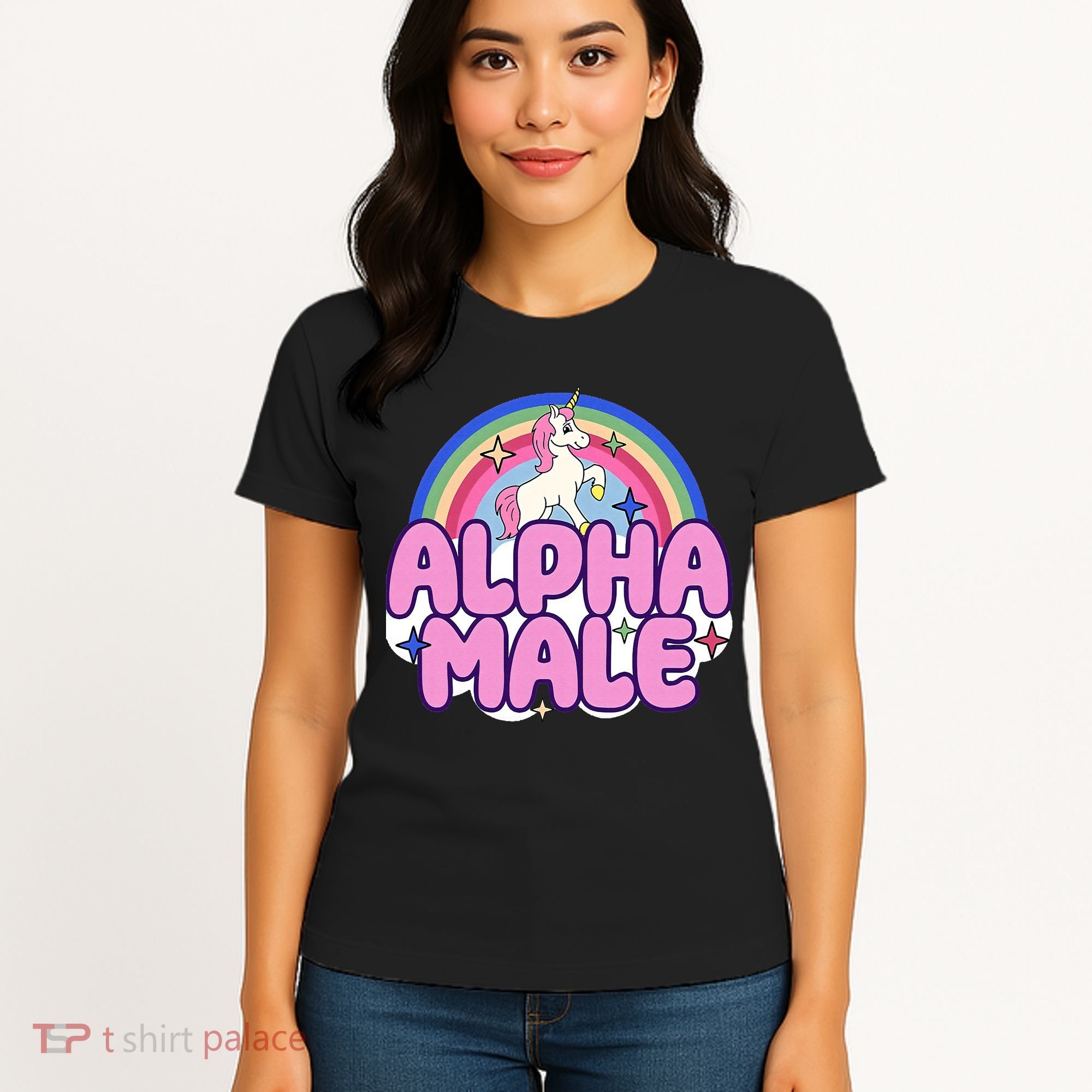 Ironic Alpha Male Unicorn Rainbow Funny Women's T-Shirt