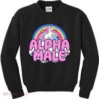 Ironic Alpha Male Unicorn Rainbow Funny Kids Sweatshirt thumb 0