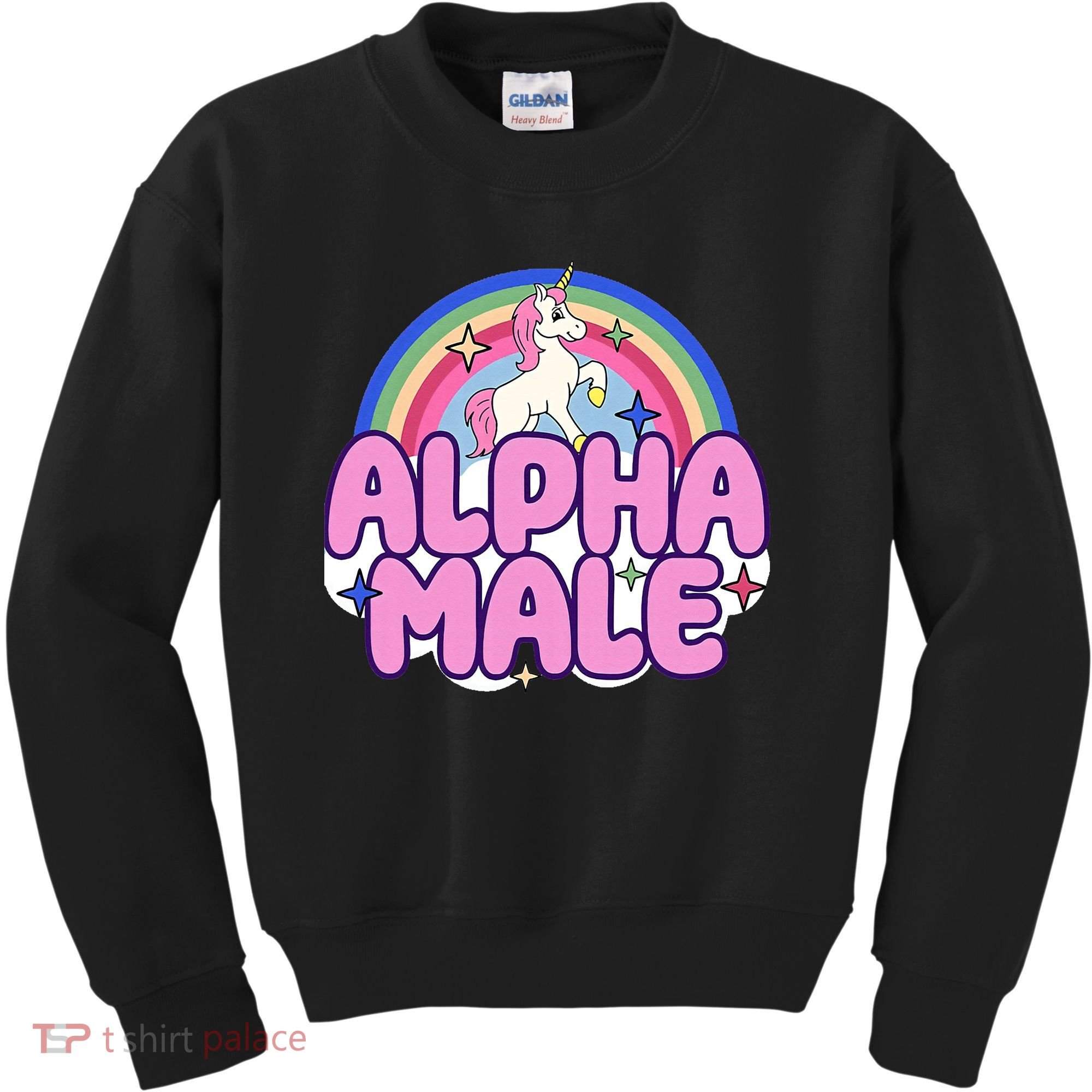 Ironic Alpha Male Unicorn Rainbow Funny Kids Sweatshirt