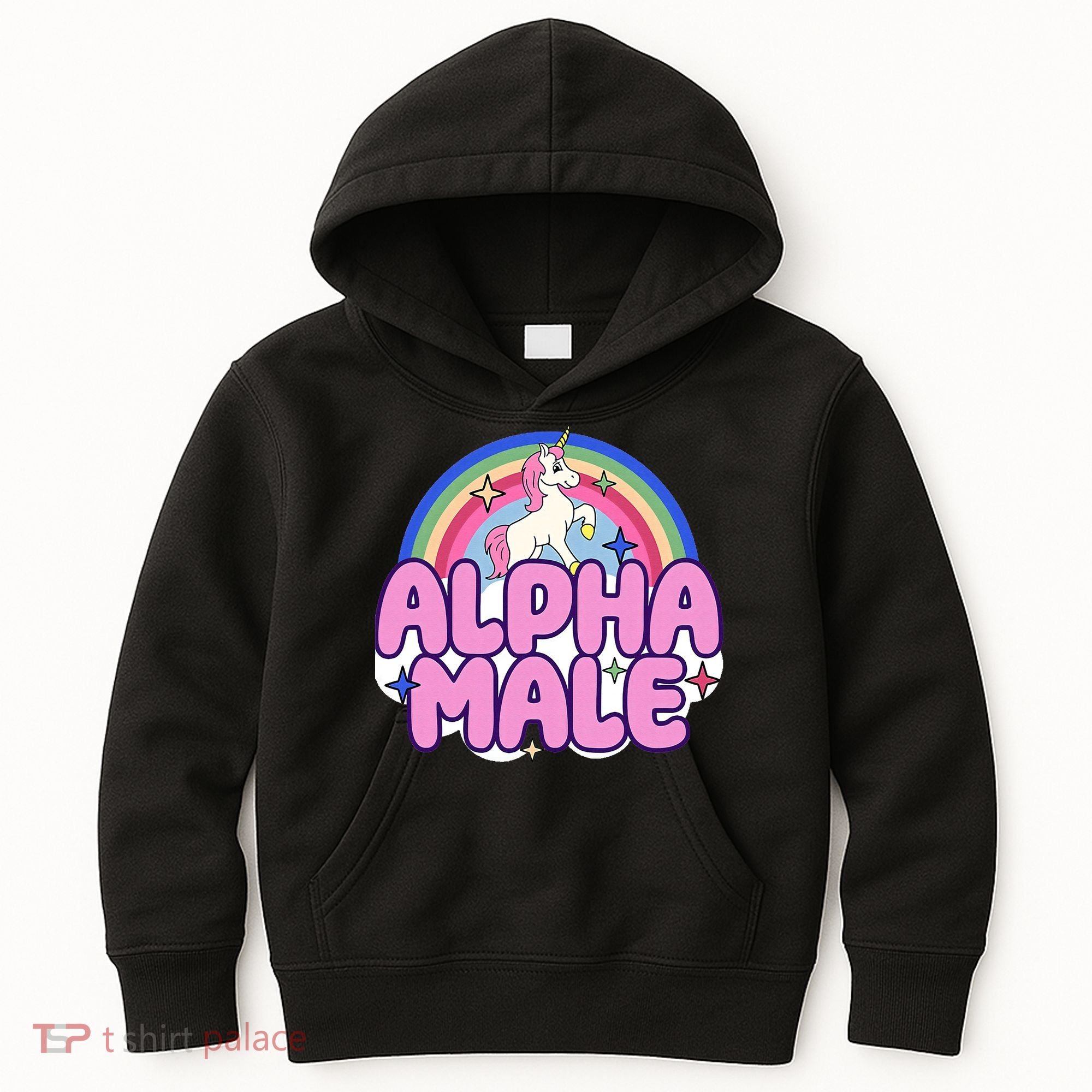 Ironic Alpha Male Unicorn Rainbow Funny Kids Hoodie