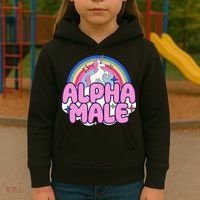 Ironic Alpha Male Unicorn Rainbow Funny Kids Hoodie thumb 3