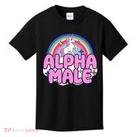 Ironic Alpha Male Unicorn Rainbow Funny Kids T-Shirt thumb 0