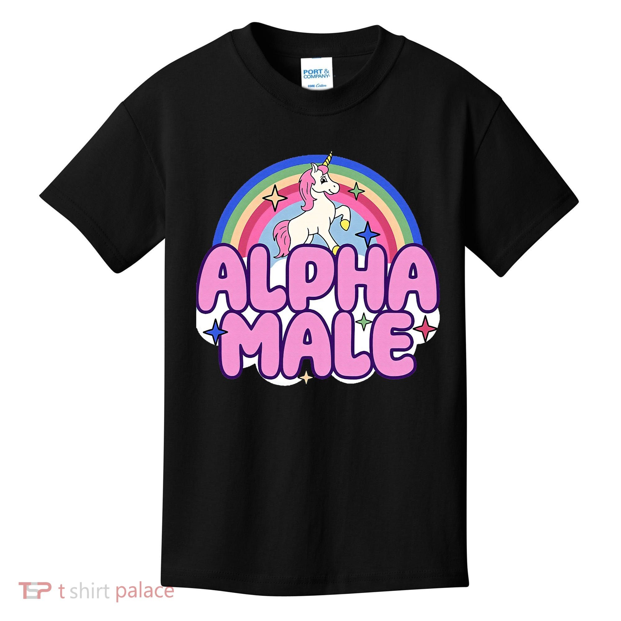 Ironic Alpha Male Unicorn Rainbow Funny Kids T-Shirt