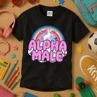 Ironic Alpha Male Unicorn Rainbow Funny Kids T-Shirt thumb 3