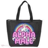 Ironic Alpha Male Unicorn Rainbow Funny Tote Bag thumb 0