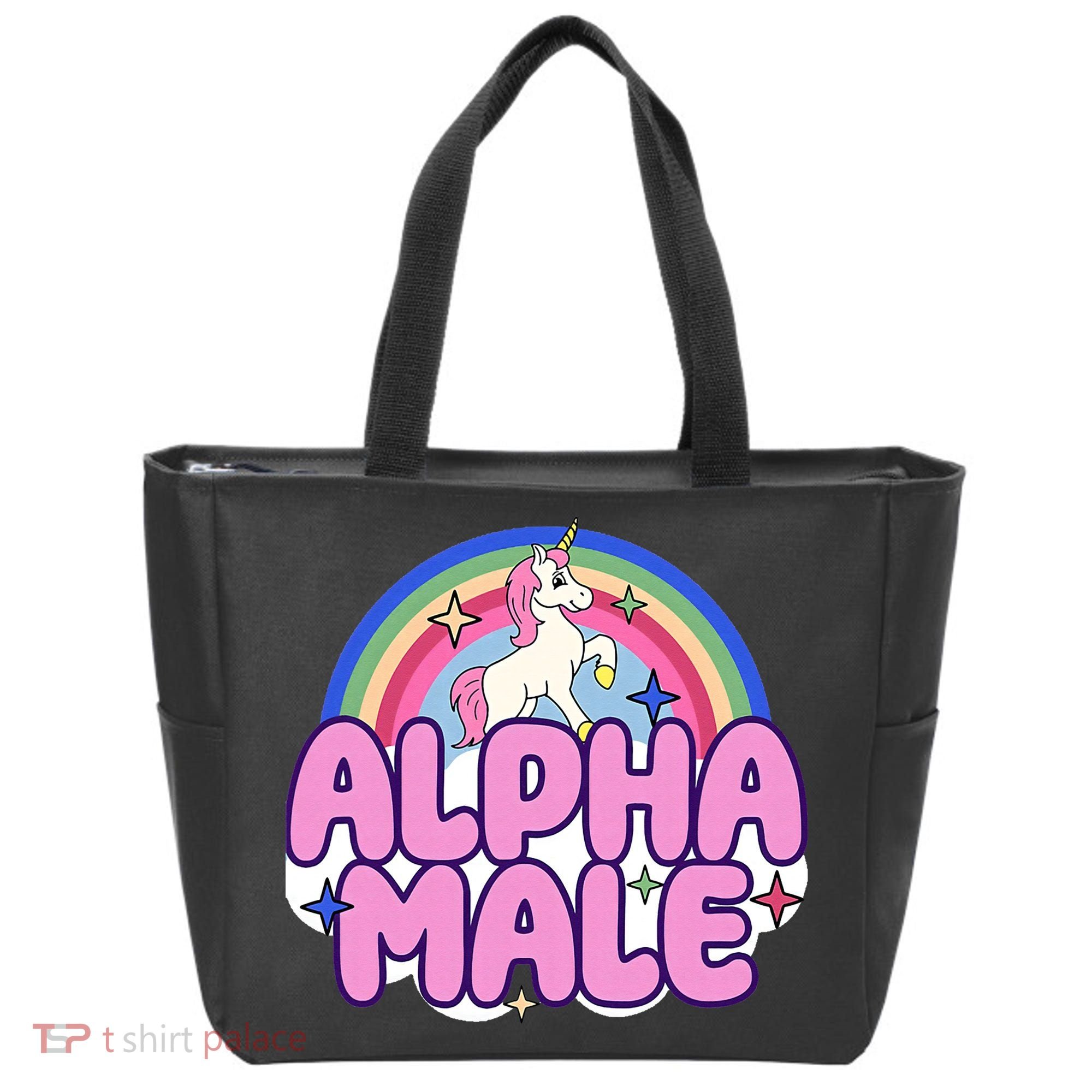 Ironic Alpha Male Unicorn Rainbow Funny Tote Bag