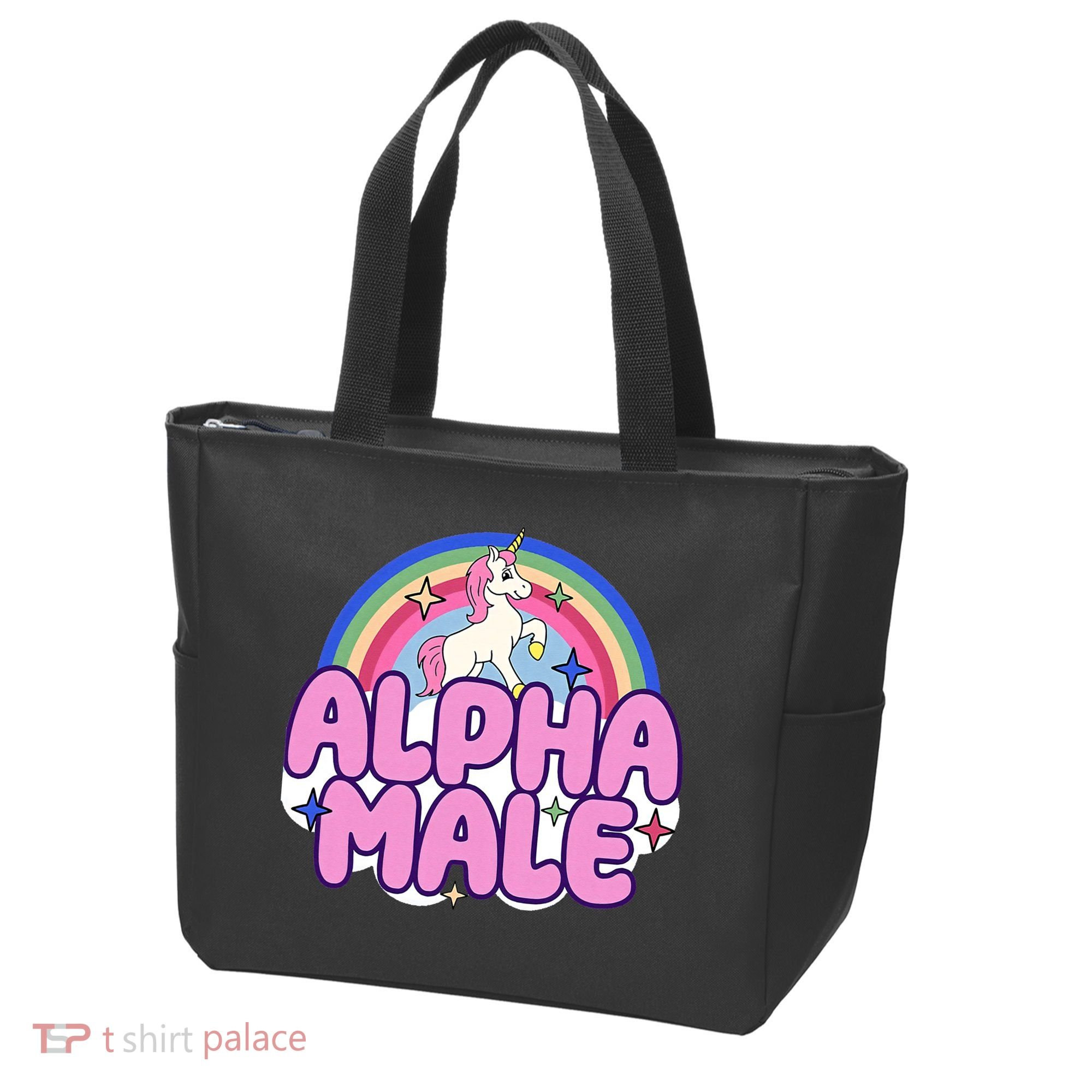 Ironic Alpha Male Unicorn Rainbow Funny Tote Bag