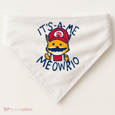 It's A Me Meowrio ,Funny Cat Lover USA-Made Doggie Bandana