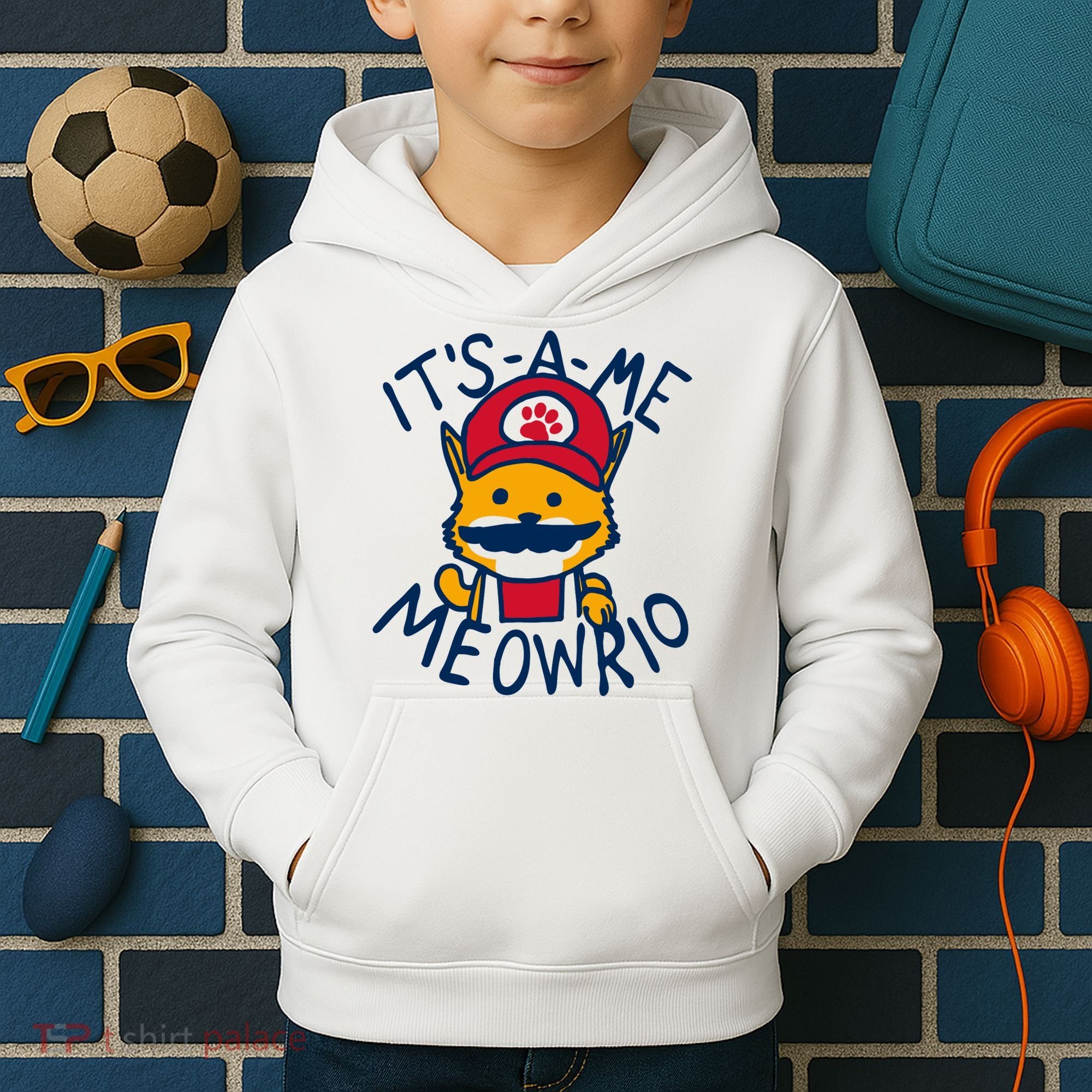 It's A Me Meowrio ,Funny Cat Lover Kids Hoodie