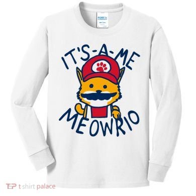 It's A Me Meowrio ,Funny Cat Lover Kids Long Sleeve Shirt