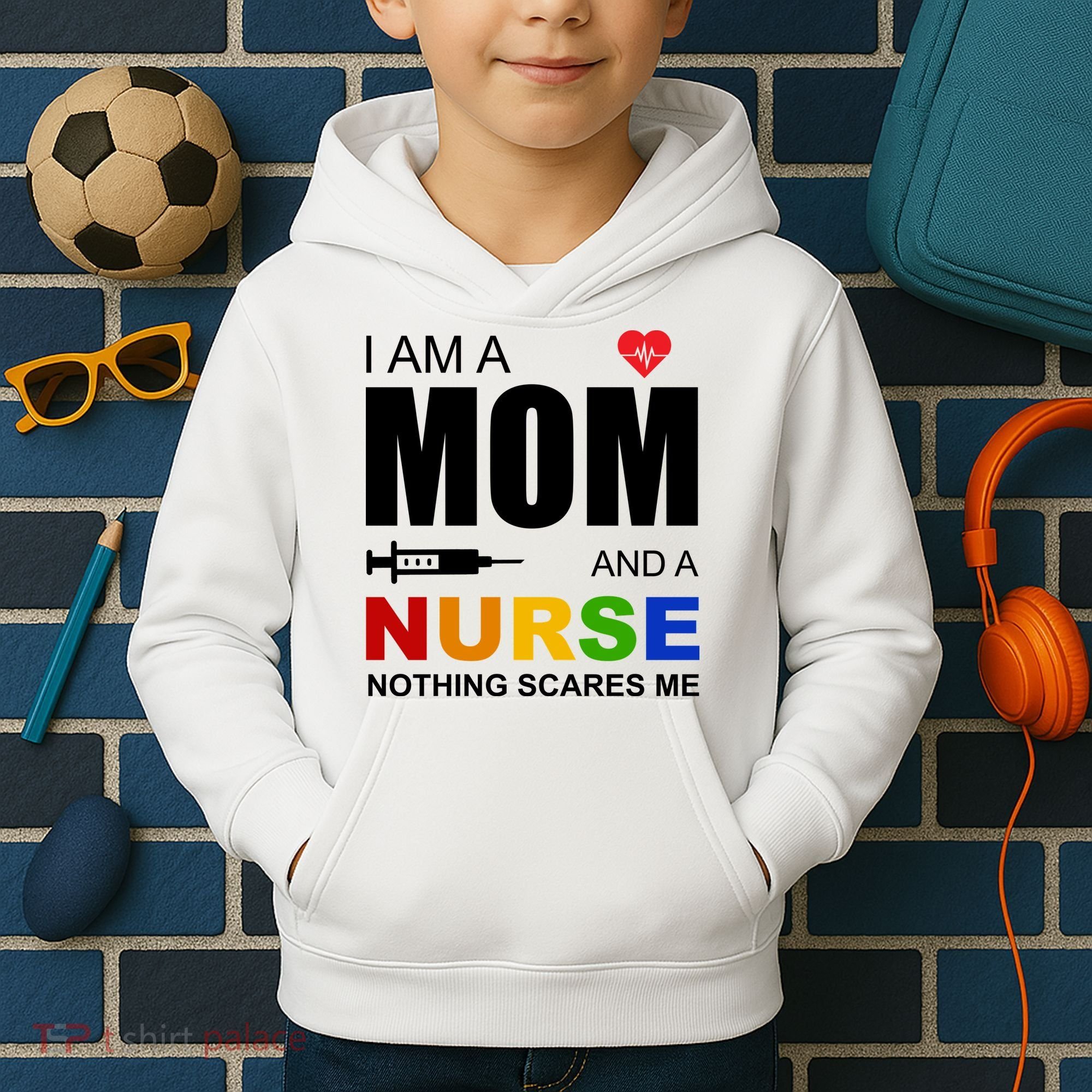 I'm A Mom And Nurse Nothing Scares Me Kids Hoodie