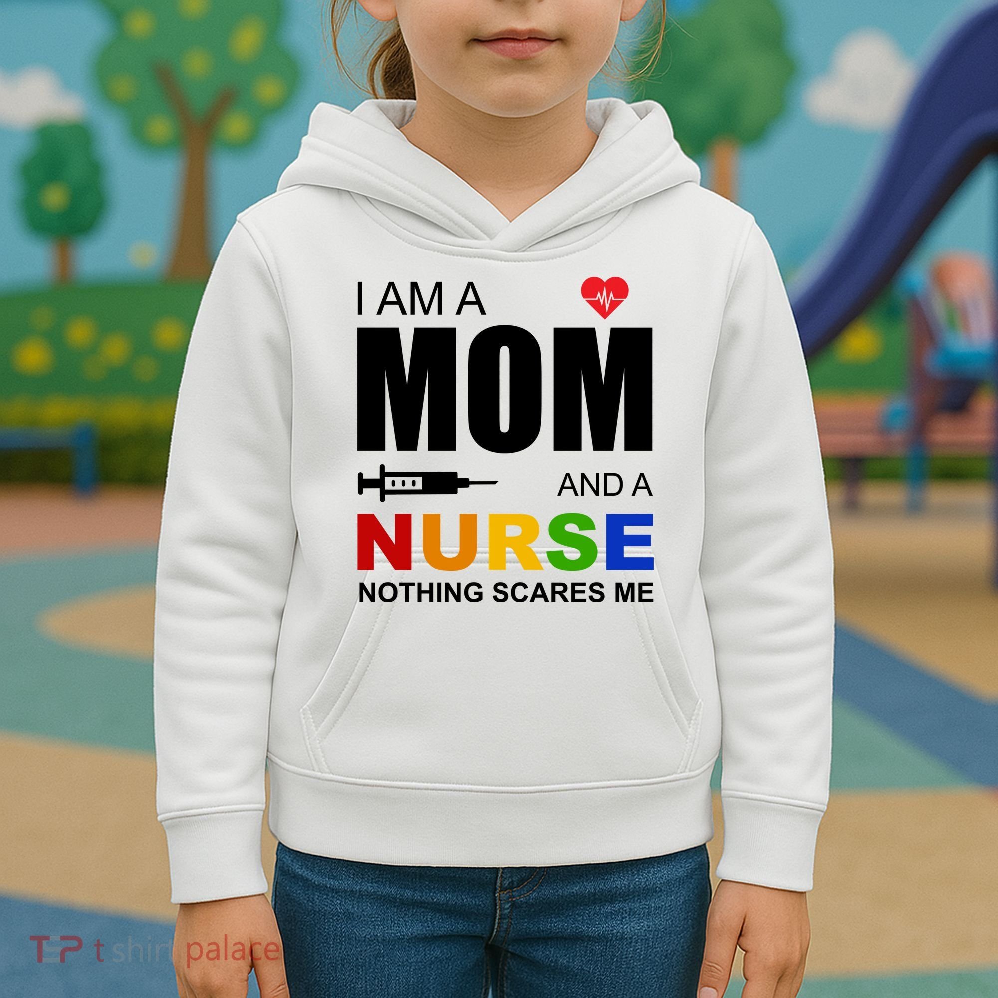 I'm A Mom And Nurse Nothing Scares Me Kids Hoodie