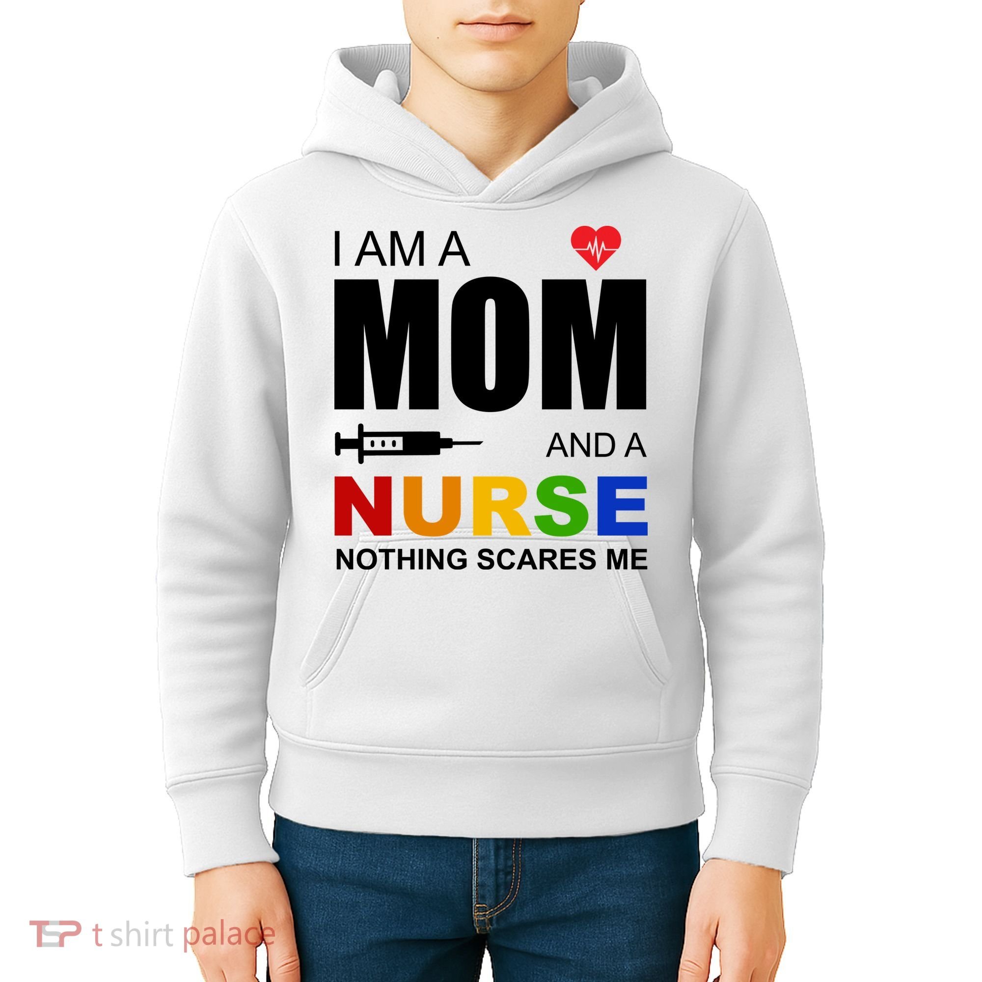 I'm A Mom And Nurse Nothing Scares Me Kids Hoodie