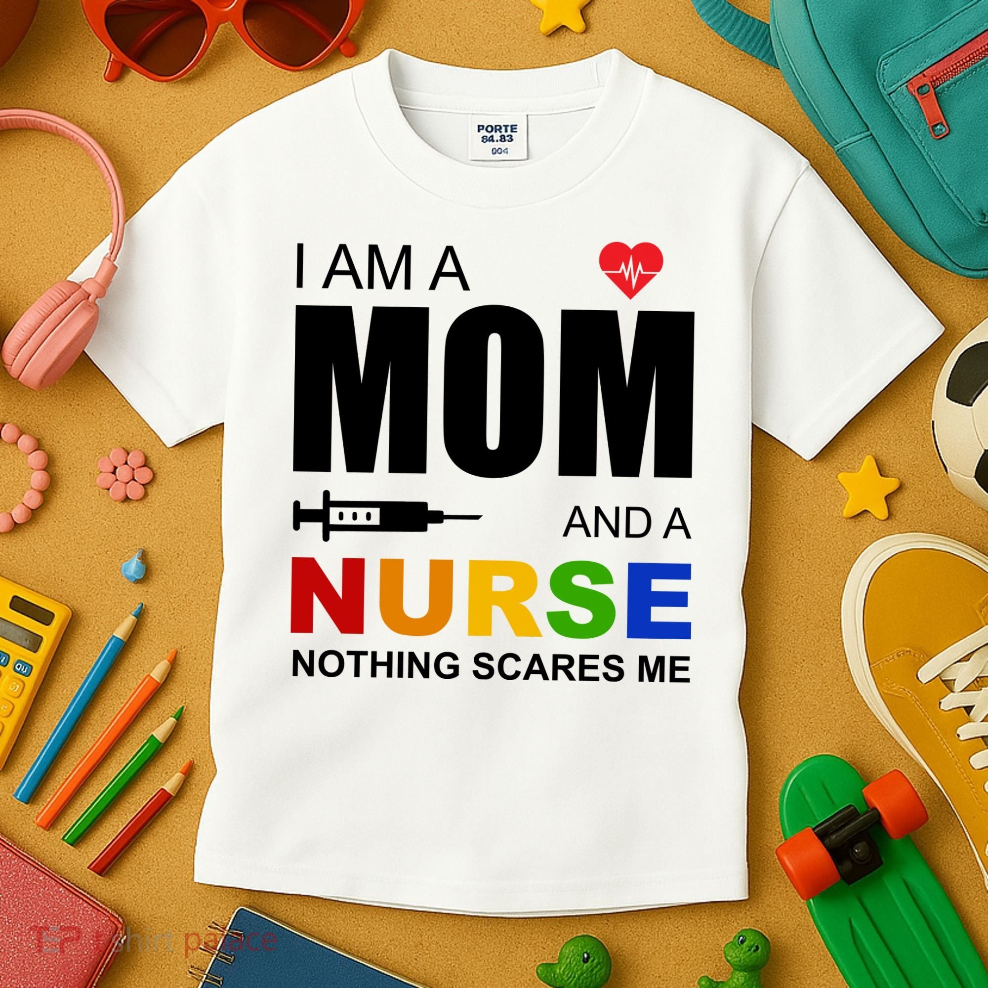 I'm A Mom And Nurse Nothing Scares Me Kids T-Shirt