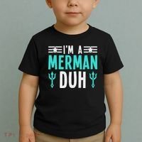 I'm A Merman Duh Costume Halloween Funny Toddler T-Shirt thumb 2
