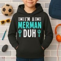 I'm A Merman Duh Costume Halloween Funny Kids Hoodie thumb 2