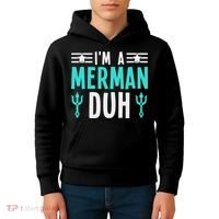 I'm A Merman Duh Costume Halloween Funny Kids Hoodie thumb 4