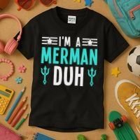 I'm A Merman Duh Costume Halloween Funny Kids T-Shirt thumb 3