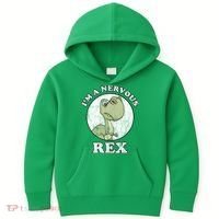 I'm A Nervous Rex Funny Dinosaur Kids Hoodie thumb 0