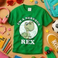 I'm A Nervous Rex Funny Dinosaur Kids T-Shirt thumb 3