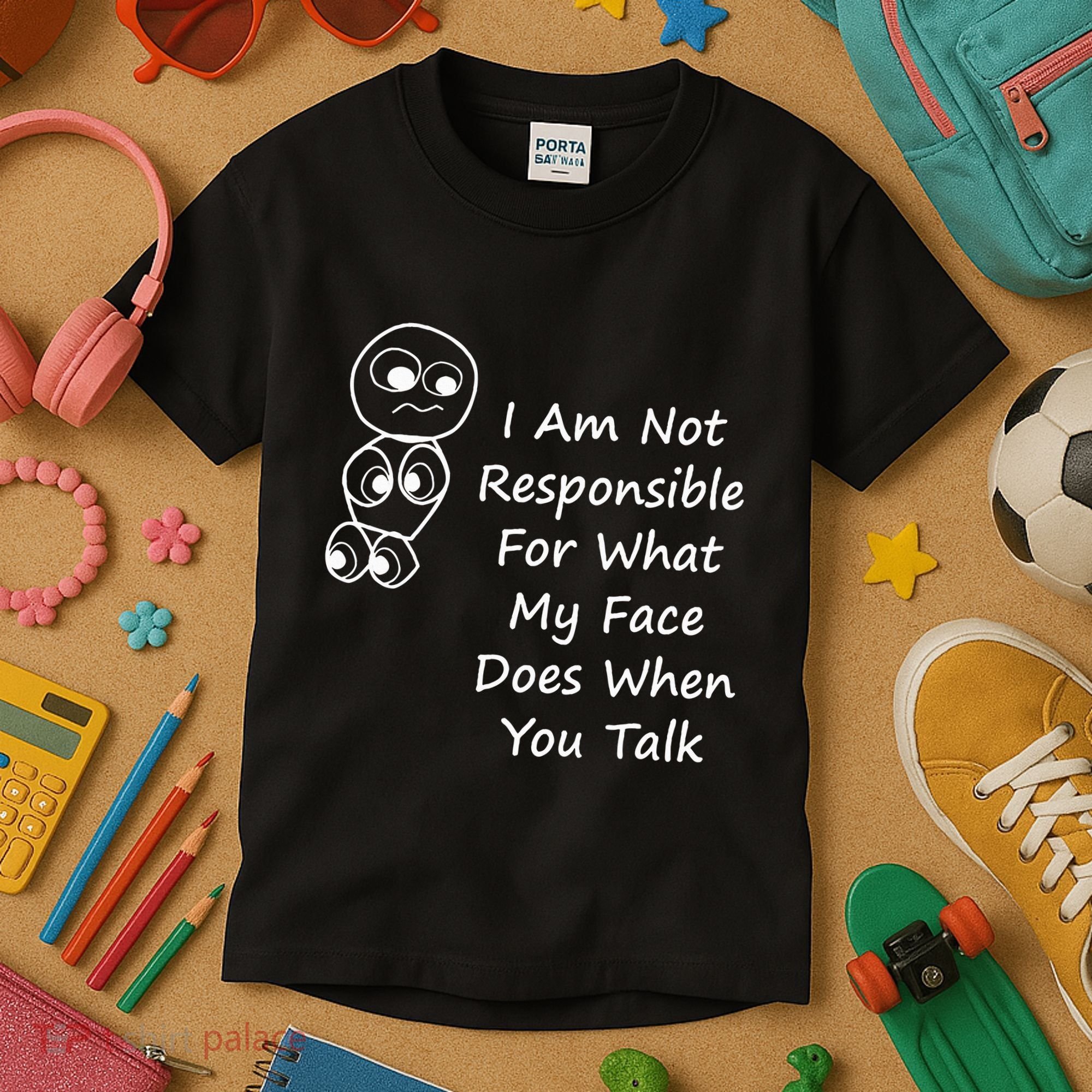 I Am Not Responsible For What My Face Does When You Talk Kids T-Shirt