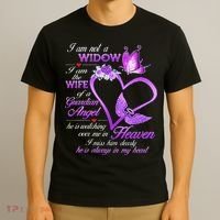 I Am Not A Widow I Am The Wife Of A Guardian Angel Butterfly T-Shirt thumb 3