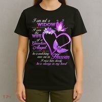 I Am Not A Widow I Am The Wife Of A Guardian Angel Butterfly T-Shirt thumb 4
