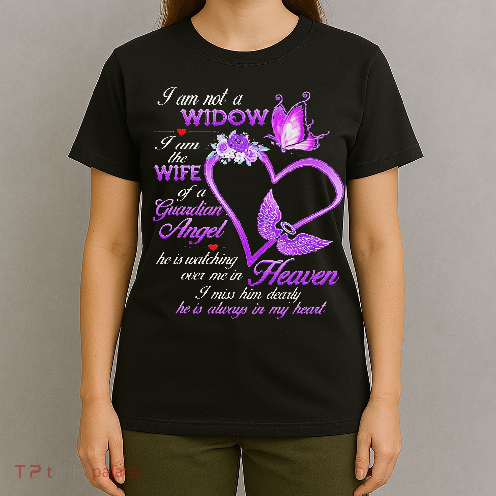 I Am Not A Widow I Am The Wife Of A Guardian Angel Butterfly T-Shirt