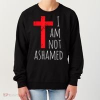 I Am Not Ashamed Big Red Cross Silhouette Image Gospel Women's Sweatshirt thumb 0