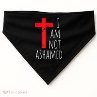 I Am Not Ashamed Big Red Cross Silhouette Image Gospel USA-Made Doggie Bandana thumb 0