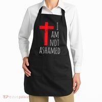I Am Not Ashamed Big Red Cross Silhouette Image Gospel Apron thumb 2