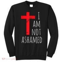 I Am Not Ashamed Big Red Cross Silhouette Image Gospel Sweatshirt thumb 0