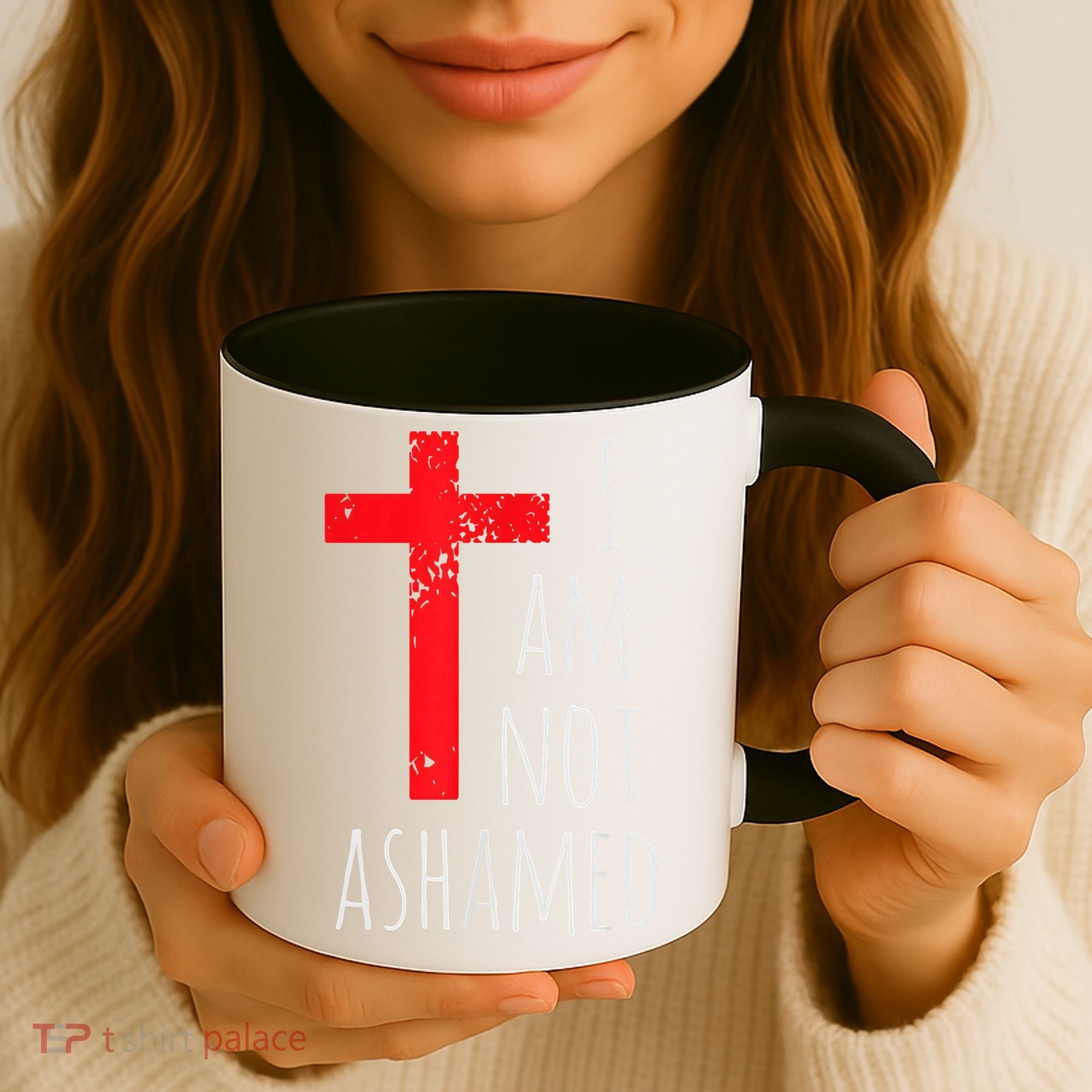 I Am Not Ashamed Big Red Cross Silhouette Image Gospel Coffee Mug