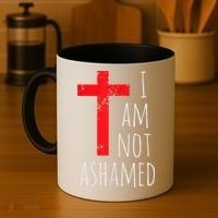 I Am Not Ashamed Big Red Cross Silhouette Image Gospel Coffee Mug thumb 4
