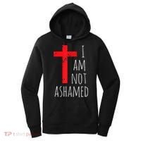 I Am Not Ashamed Big Red Cross Silhouette Image Gospel Women's Hoodie thumb 0
