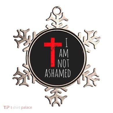 I Am Not Ashamed Big Red Cross Silhouette Image Gospel Ornament