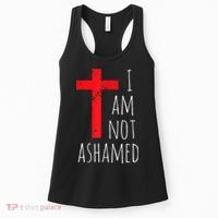 I Am Not Ashamed Big Red Cross Silhouette Image Gospel Women's Tank Top thumb 0