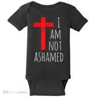 I Am Not Ashamed Big Red Cross Silhouette Image Gospel Baby Bodysuit thumb 0