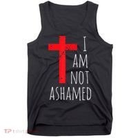 I Am Not Ashamed Big Red Cross Silhouette Image Gospel Tank Top thumb 0