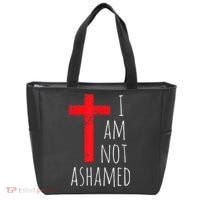 I Am Not Ashamed Big Red Cross Silhouette Image Gospel Tote Bag thumb 0