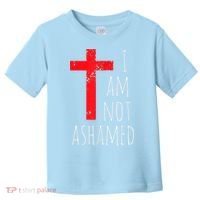 I Am Not Ashamed Big Red Cross Silhouette Image Gospel Toddler T-Shirt thumb 0