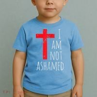 I Am Not Ashamed Big Red Cross Silhouette Image Gospel Toddler T-Shirt thumb 2