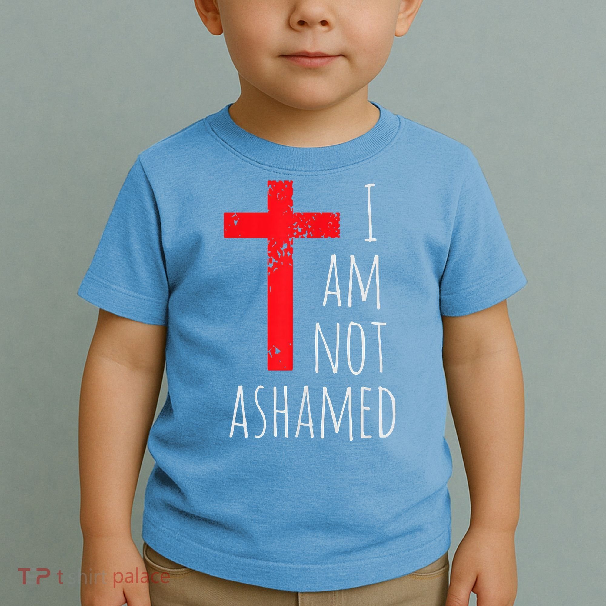 I Am Not Ashamed Big Red Cross Silhouette Image Gospel Toddler T-Shirt