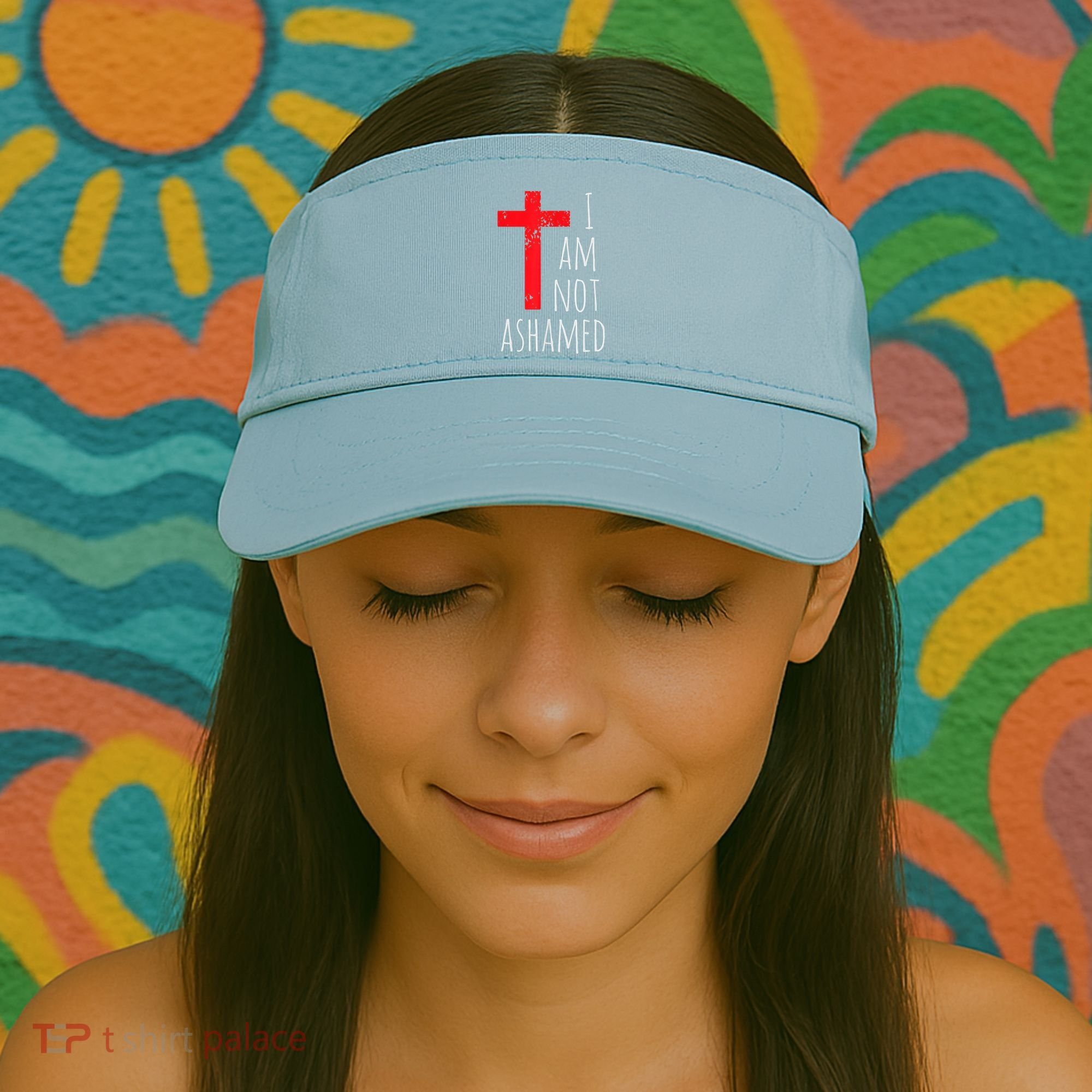 I Am Not Ashamed Big Red Cross Silhouette Image Gospel Visor