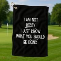I Am Not Bossy Funny Golf Towel thumb 1
