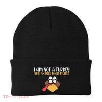 I Am Not A Turkey But I Am Here To Get Stuffed Funny Thanksgiving Beanie thumb 0