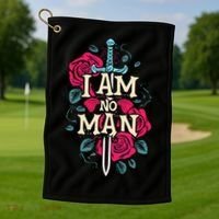 I Am No Man Golf Towel thumb 1